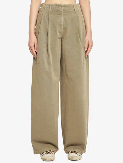Golden Goose Cotton Pants In Green
