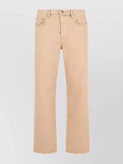 Golden Goose Cotton Pants With Belt Loops And Contrast Stitching In Pink