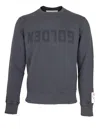 Golden Goose Golden M S Regular Sweatshirt Distressed Cotton Jersey With Logo Clothing In Blue