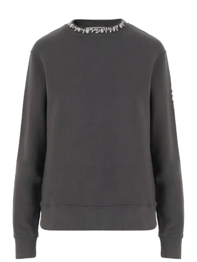 GOLDEN GOOSE COTTON SWEATSHIRT WITH APPLIED CRYSTALS
