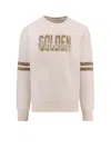 Golden Goose Ivory Cotton Sweatshirt With Contrasting Logo In Neutral