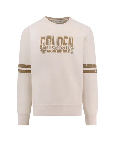 Golden Goose Cotton Sweatshirt With Logo Print In Neutral