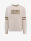 Golden Goose Ivory Cotton Sweatshirt With Contrasting Logo In Gray