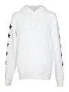 Golden Goose Star Print Hooded Sweater With Kangaroo Pocket In Blanco