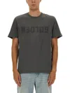Golden Goose T-shirt In White Cotton With Iconic Logo Star In Burgundy