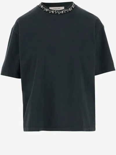 GOLDEN GOOSE GOLDEN GOOSE COTTON T SHIRT WITH CRYSTALS