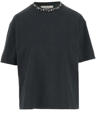 Golden Goose Cotton T-shirt With Crystals In Black