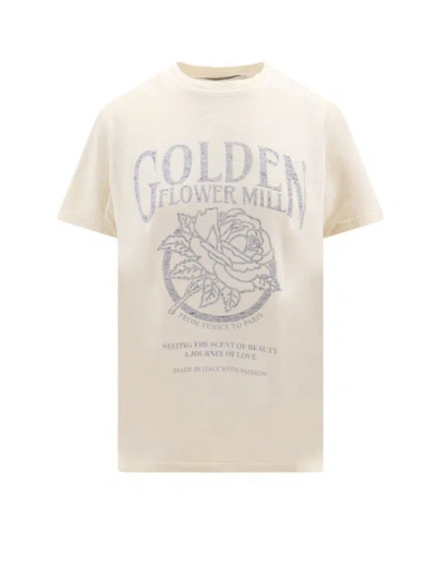 GOLDEN GOOSE COTTON T-SHIRT WITH FRONTAL PRINT