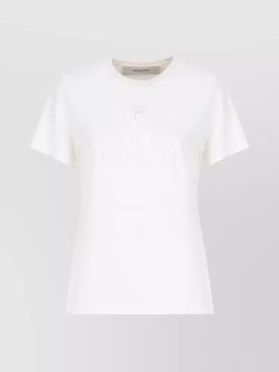 GOLDEN GOOSE COTTON T-SHIRT WITH GRAPHIC PRINT AND LOGOS