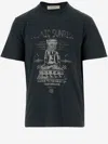 Golden Goose Grey T-shirt With Graphic Print On The Front And Details With Tears In Black