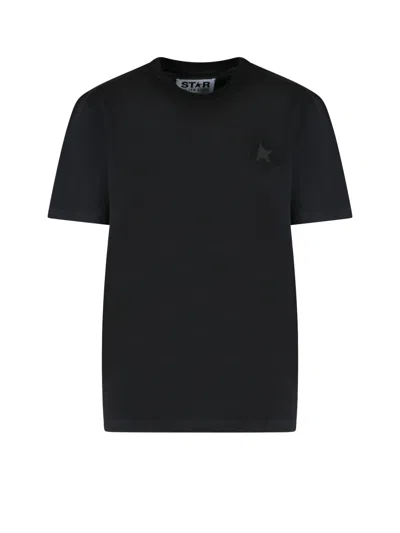 Golden Goose Cotton T-shirt With Iconic Frontal Star In Black