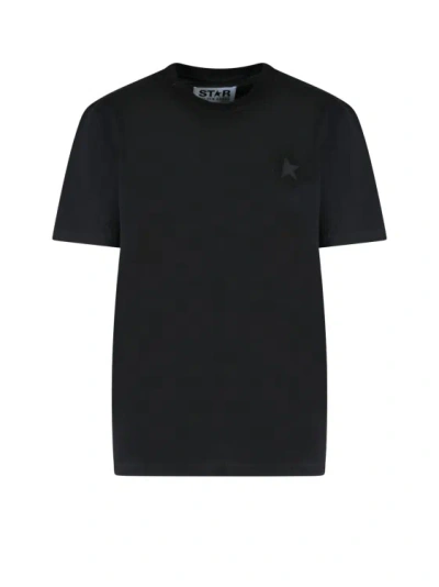 Golden Goose Cotton T-shirt With Iconic Frontal Star In Black