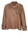 Golden Goose Crystals Embellished Oversized Short Trench Coat Clothing In Beige