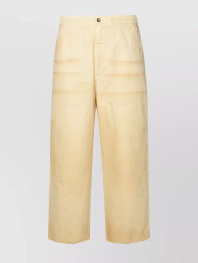 Golden Goose Cotton Trousers With Wide Leg Cut In Neutral