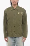 Golden Goose Cotton Utility Overshirt With Embossed Logo In Green