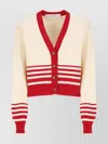 Golden Goose Beige Cardigan With Red Stripes In Brown