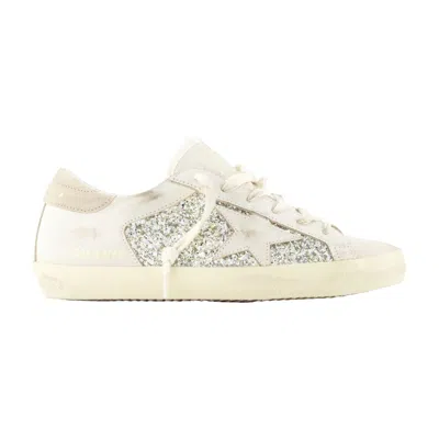Golden Goose Cow Leather Cotton Polyester Glitter-detail Sneakers In Silver