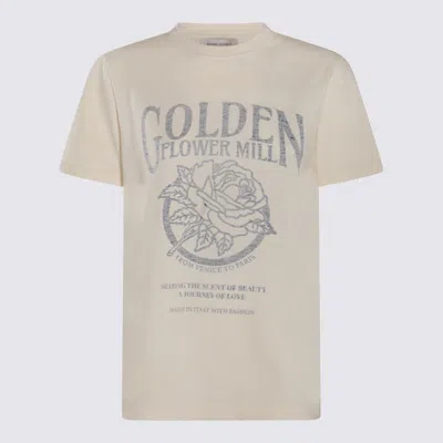 Golden Goose Cream And Grey Cotton T-shirt In Heritage White