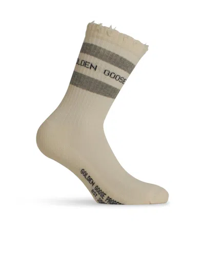 Golden Goose Cream Cotton Blend Socks Women In White
