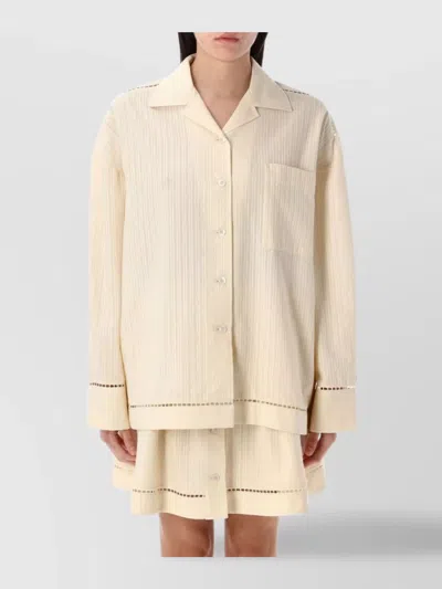GOLDEN GOOSE CREAM STRIPED BLOUSE POCKET