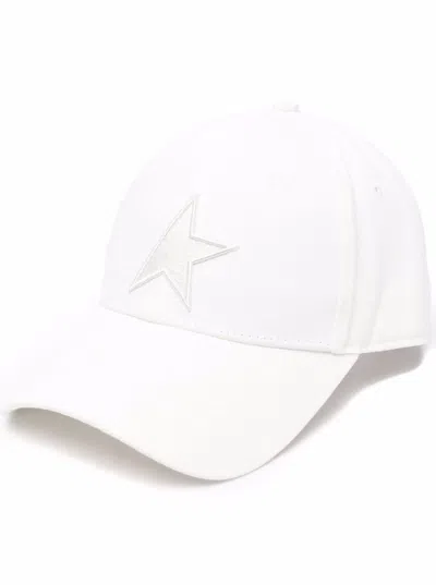Golden Goose Cream White Half Star Logo Baseball Cap In Cotton Man