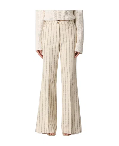 Golden Goose Cream-colored Cotton Pants With Jacquard Motif In Neutral