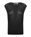 Golden Goose Sleeveless Top Round Neck Sequin Embellishments In Black