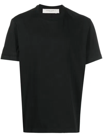 Golden Goose Crew-neck Cotton Regular T-shirt Distressed In Black