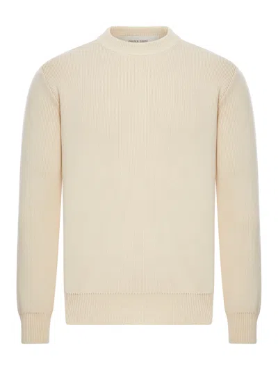 Golden Goose Crew Neck Cotton Sweater In Neutral