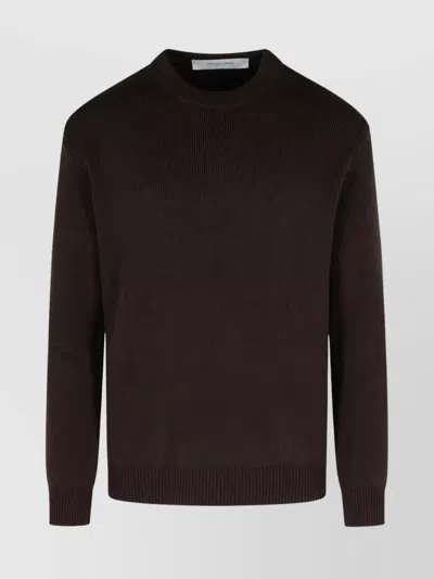 Golden Goose Crew Neck Embroidered Detail Sweater In Brown