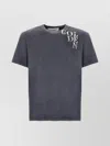 Golden Goose Dark Blue Cotton T-shirt With Contrasting Logo In Gray