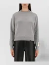 Golden Goose Ribbed Cotton Jersey Sweater With Logo Patch In Gray