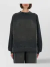 Golden Goose Longline Crewneck Cotton Sweatshirt With Star Accents In Black