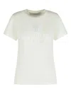 Golden Goose Women White Crew Neck T-shirt With Embroidery On Front In Fabric Woman In White