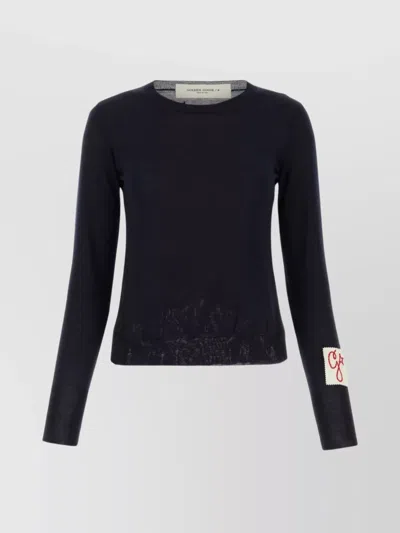 GOLDEN GOOSE CREW NECK WOOL SWEATER WITH LACE HEM