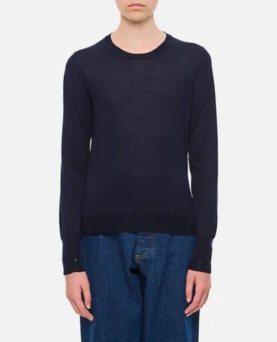 Golden Goose Crewneck Merino Wool Sweater In Blue