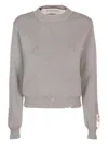 Golden Goose Golden Ws Regular Knit Crew Neck Distressed Cotto