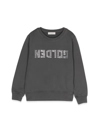 Golden Goose Kids' Crystal-embellished Logo Sweatshirt In Charcoal