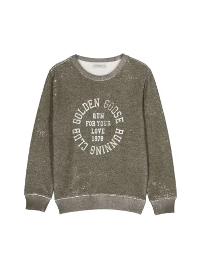 Golden Goose Kids' Crewneck Sweatshirt With Print In Green