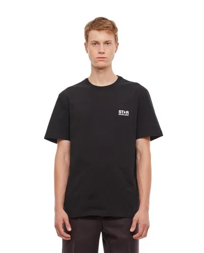 Golden Goose Crewneck T-shirt With Chest Logo In Black