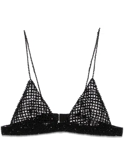 Golden Goose Crochet Top With Crystals In Black