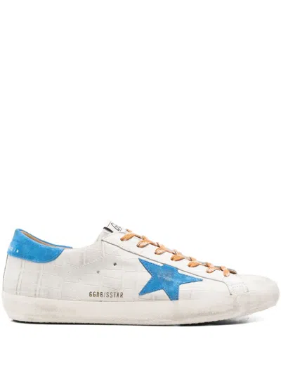 Golden Goose Crocodile-effect Star Low-top Sneakers In Gray