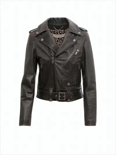 Golden Goose Cropped Black Biker Jacket With Zipper