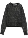 Golden Goose Women's Wool Blend Cropped Sweater With All-over Sequins In Black