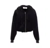 Golden Goose Cropped Bomber Hoodie In Double Chenille Jersey In Black