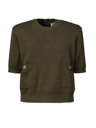Golden Goose Cropped Cotton Sweater In Green