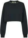 Golden Goose Golden W`s Cropped Crew Neck Sweatshirt Dyed Organic Cotton Fleece/crystal On Collar Cl In Black