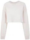 Golden Goose Cropped Crew Neck Sweatshirt In White