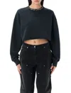 Golden Goose Golden Cropped Crewneck Sweatshirt In Blakc