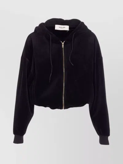 GOLDEN GOOSE CROPPED KNITWEAR WITH HOOD AND POCKETS